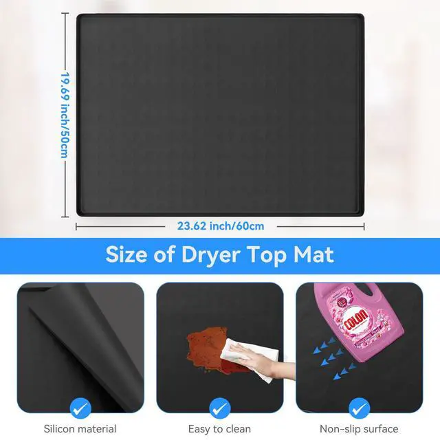 Alt view image 2 of 7 - 2 Pack Washer and Dryer Covers for the Top, 23.6'' x 19.7'' Silicone Rubber Mat for Laudry Machine & Dryer,Non-slip Heavy Duty Waterproof Washable Top Protector Mat Pad for Laundry & Kitchen