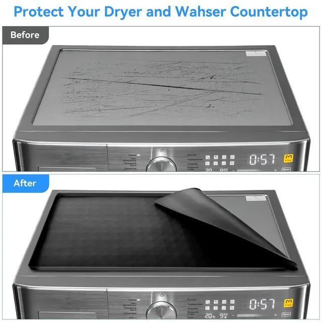Alt view image 4 of 7 - 2 Pack Washer and Dryer Covers for the Top, 23.6'' x 19.7'' Silicone Rubber Mat for Laudry Machine & Dryer,Non-slip Heavy Duty Waterproof Washable Top Protector Mat Pad for Laundry & Kitchen