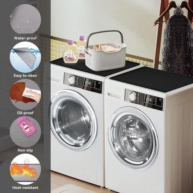 Alt view image 5 of 7 - 2 Pack Washer and Dryer Covers for the Top, 23.6'' x 19.7'' Silicone Rubber Mat for Laudry Machine & Dryer,Non-slip Heavy Duty Waterproof Washable Top Protector Mat Pad for Laundry & Kitchen
