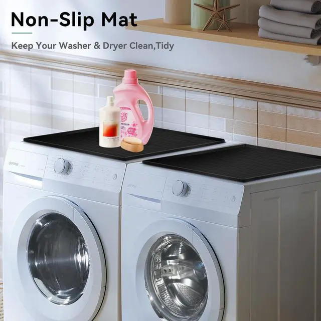Alt view image 6 of 7 - 2 Pack Washer and Dryer Covers for the Top, 23.6'' x 19.7'' Silicone Rubber Mat for Laudry Machine & Dryer,Non-slip Heavy Duty Waterproof Washable Top Protector Mat Pad for Laundry & Kitchen