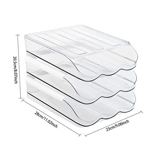 Alt view image 2 of 7 - Egg Holder for Fridge, Automatic Rolling Egg Container for Refrigerator, Clear Plastic Large Egg Organizer, Stackable Eggs Storage for Refrigerator (3 Tiers)