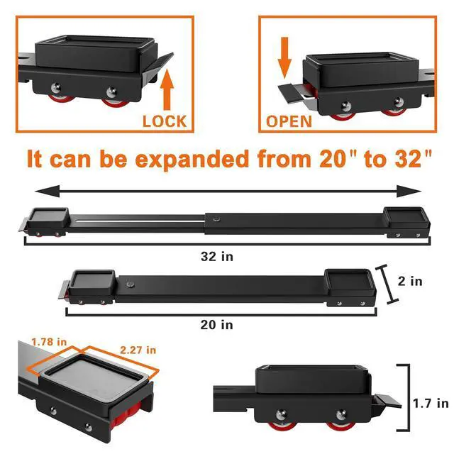 Alt view image 7 of 7 - Appliance Rollers Heavy Duty,Max 32in,Second Generation Extendable Appliance Rollers Mobile Washing Machine Base Easily Move Washing Machines, Dryers, Refrigerators, Furniture Black anti fall