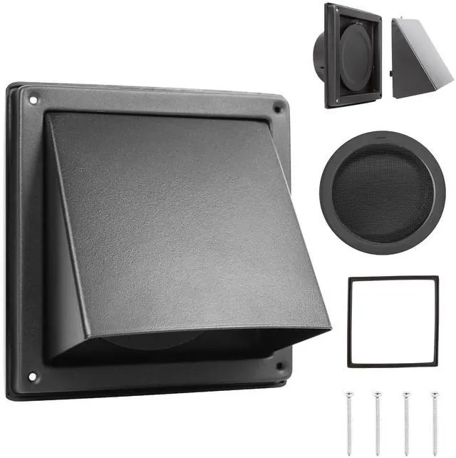Main image of 5-Inch Black Exhaust Dryer Vent Cover 304 Stainless Steel | Upgrade Removable Cover and Insect Screen Mesh for Bathroom, Kitchen, Office, Garage, AC, Range Hood Extractor Exterior Wall