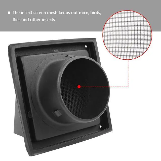 Alt view image 4 of 7 - 5-Inch Black Exhaust Dryer Vent Cover 304 Stainless Steel | Upgrade Removable Cover and Insect Screen Mesh for Bathroom, Kitchen, Office, Garage, AC, Range Hood Extractor Exterior Wall