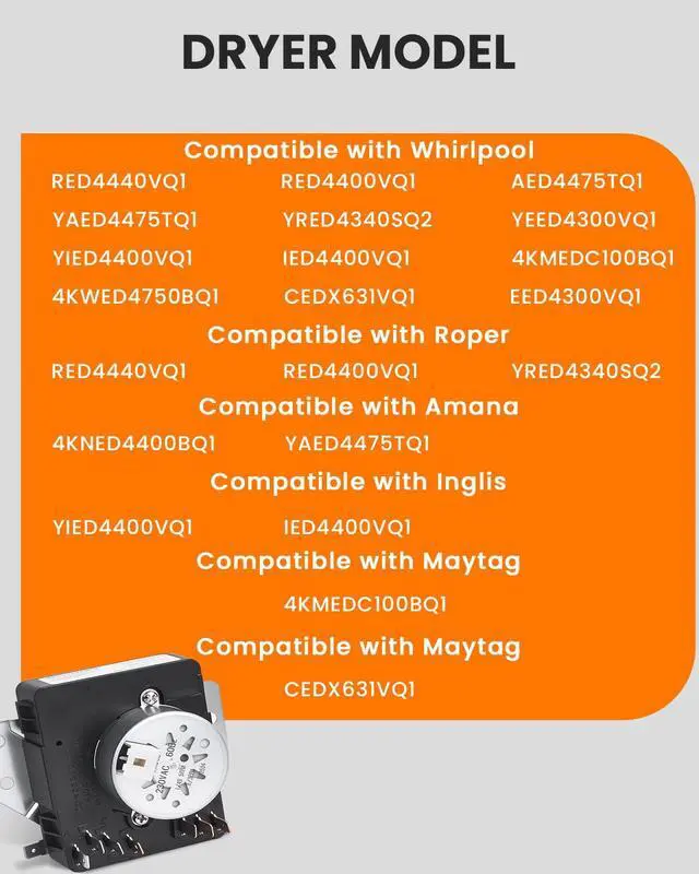 Alt view image 3 of 6 - W10185972 WPW10185972 Dryer Timer for AED4475TQ1 RED4440VQ1 | Compatible with GE/Hotpoint Dryer NED5100TQ1 IED4400VQ1 EED4300VQ1 CEDX631VQ1 RED4400VQ1 Part Replaces AP6016537 EAP11749827