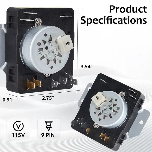 Alt view image 5 of 6 - WPW10186032 W10186032 Dryer Timer Compatible with Kenmore Dryer Timer 7MKGDS400DW0 11075102311 11065132411 110C65132411 110C72442511 11062342510, 120V 60Hz OEM Replacement for 2116926, PS3500198