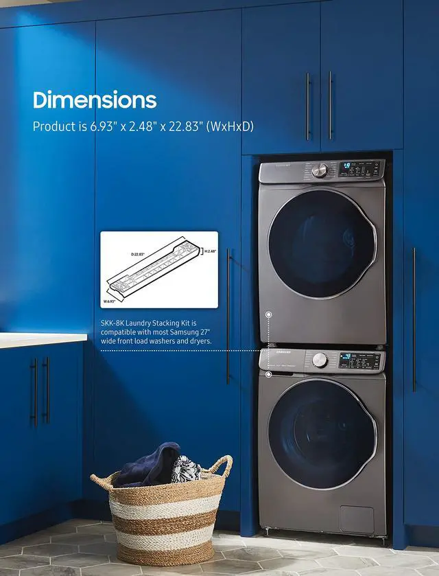 Alt view image 3 of 4 - Stacking Kit for 27 Wide Front Load Washer and Dryer Combo, Small Space Saving Solution for Stackable Laundry Machine Sets, All Parts Included, SKK-8K