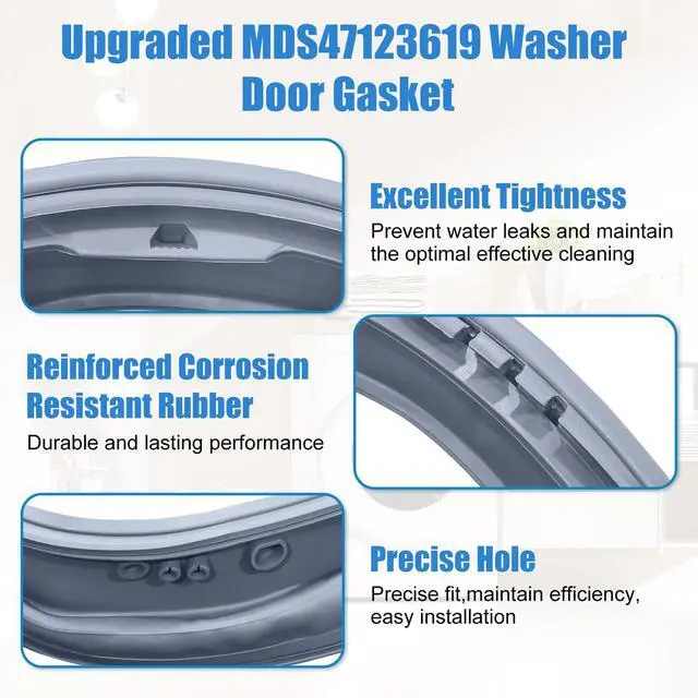 Alt view image 2 of 7 - Upgraded MDS47123619 WM3500CW WM3370HWA WM3700HVA WM3270CW WM3670HWA Washer Door Gasket Compatible with LG Front Load Washer Door Seal AGF75223080 AP6236842 LG Washer Door Gasket Washing Machine Parts