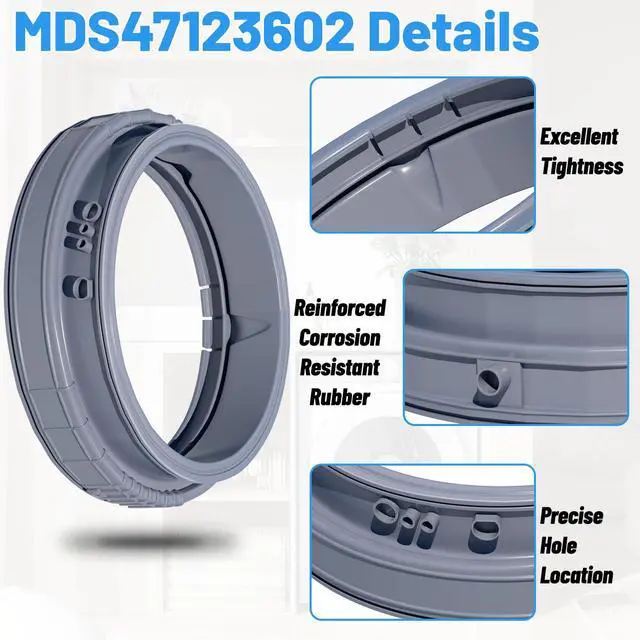Alt view image 3 of 7 - Upgraded MDS47123602 Washer Door Boot Gasket Compatible with LG Washer Door Boot Seal MDS64237202 Kenmore Door Boot Seal MDS64237201, WM3050CW, WM3170CW, WM3370HWA, WM3250HWA, WM3670HWA Door Gasket