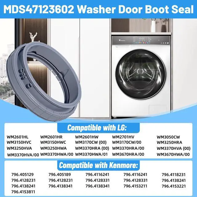 Alt view image 5 of 7 - Upgraded MDS47123602 Washer Door Boot Gasket Compatible with LG Washer Door Boot Seal MDS64237202 Kenmore Door Boot Seal MDS64237201, WM3050CW, WM3170CW, WM3370HWA, WM3250HWA, WM3670HWA Door Gasket