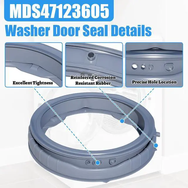 Alt view image 4 of 7 - Upgraded MDS47123605 Washer Door Boot Gasket Compatible with LG Front Load Washer Door Seal & Kenmore Washer Parts WM3570HWA, WM3470HVA, WM3575CW, WM3770HWA WM3470HWA AP5602285 PS3648651 Door Seal