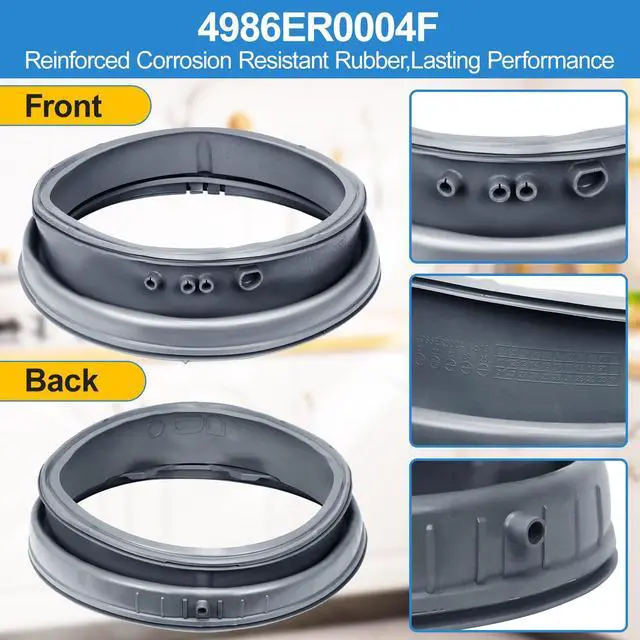 Alt view image 4 of 7 - Upgraded 4986ER0004F Washer Door Boot Gasket Compatible with Kenmore LG Front Load Washer Door Seal Parts 4986ER0004J 4986ER0004K LG Washer Door Gasket WM2250CW WM2101HW WM2050CW WM2301HR Rubber Seal