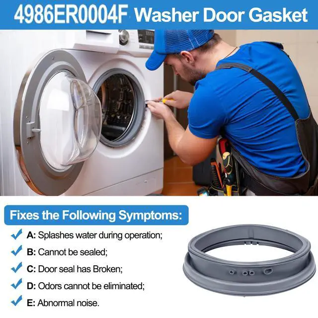 Alt view image 6 of 7 - Upgraded 4986ER0004F Washer Door Boot Gasket Compatible with Kenmore LG Front Load Washer Door Seal Parts 4986ER0004J 4986ER0004K LG Washer Door Gasket WM2250CW WM2101HW WM2050CW WM2301HR Rubber Seal