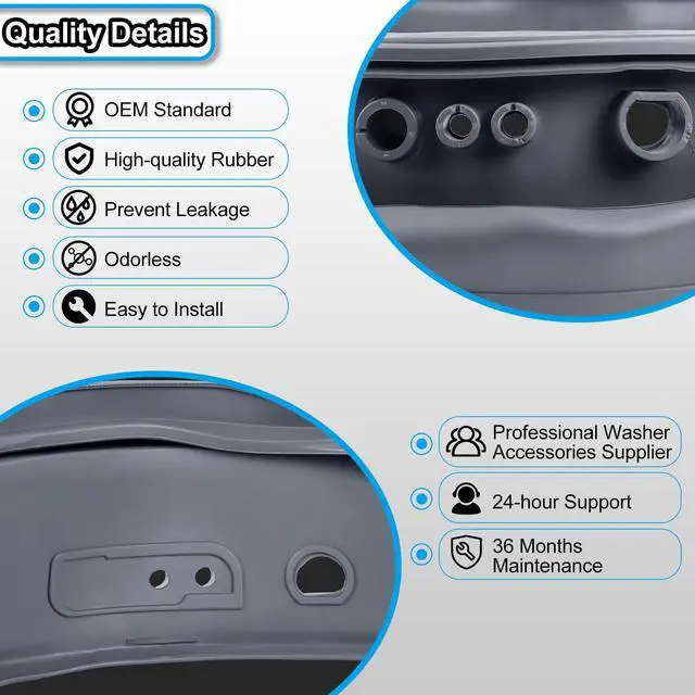 Alt view image 6 of 7 - MDS47123601 Washer Door Boot Seal Gasket Bellow Diaphragm for LG Kenmore WM2901HVA WM2801HLA WM3001HPA WM3001HRA WM3001HWA WM2801HRA WM2801HWA, Replace for 1464249 AP4998888 PS3535209 EAP3535209