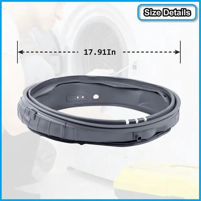 Alt view image 7 of 7 - MDS47123601 Washer Door Boot Seal Gasket Bellow Diaphragm for LG Kenmore WM2901HVA WM2801HLA WM3001HPA WM3001HRA WM3001HWA WM2801HRA WM2801HWA, Replace for 1464249 AP4998888 PS3535209 EAP3535209