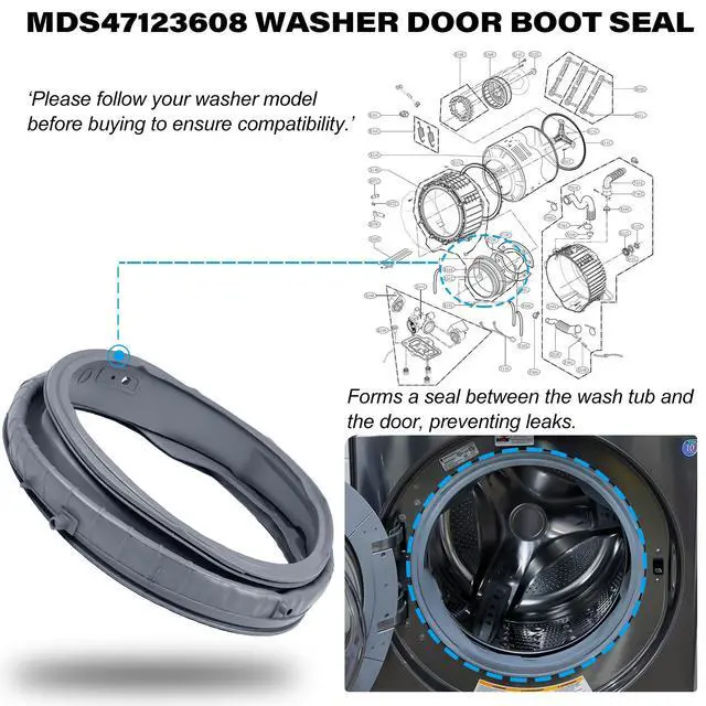 Alt view image 4 of 7 - MDS47123608 Washer Door Boot Seal Gasket Bellow Diaphragm for LG Kenmore Washing Machine WM4070HVA WM4070HWA WM4270HWA WM8000HVA WM8000HWA WM8100HVA WM8500HVA, Replace# AP5668418 PS6448330 2673936