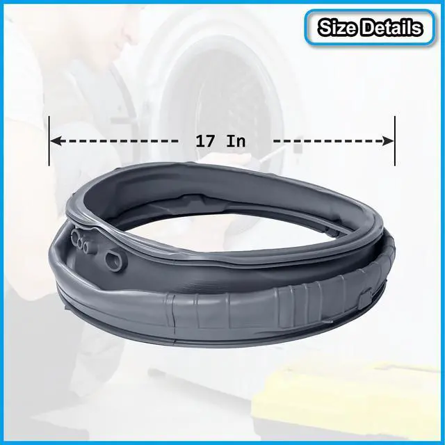 Alt view image 7 of 7 - MDS47123602 Washer Door Boot Seal Gasket for LG Kenmore WM3250HWA WM3050CW WM3570HWA, MDS64237201 MDS64237202 MDS47123612 Washer Door Bellow Diaphragm, Replace# PS3535210 AP5218575 1529948 AH3535210