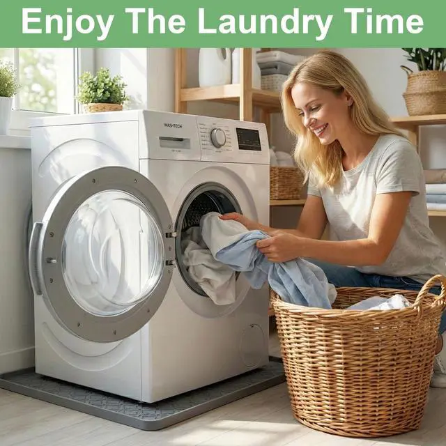Alt view image 2 of 7 - 33 x 31 Inch Washing Machine Drain Pan, Silicone Washer Pan, Grey | 2cm Raised Waterproof Edge, Washer and Dryer Mat for Floor Protection, Fits Standard & Large Washers Up to 5.0 Cu.Ft