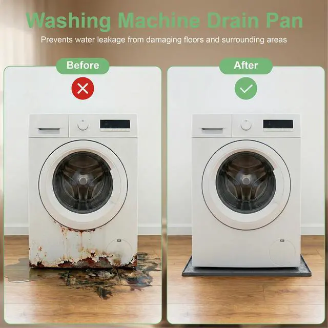Alt view image 5 of 7 - 33 x 31 Inch Washing Machine Drain Pan, Silicone Washer Pan, Grey | 2cm Raised Waterproof Edge, Washer and Dryer Mat for Floor Protection, Fits Standard & Large Washers Up to 5.0 Cu.Ft