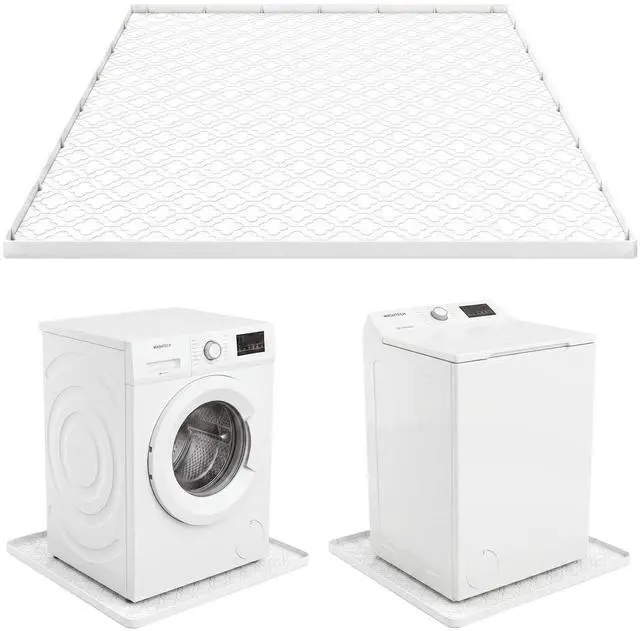Main image of 33 x 31 Inch Washing Machine Drain Pan, Silicone Washer Pan, White | 2cm Raised Waterproof Edge, Washer and Dryer Mat for Floor Protection, Fits Standard & Large Washers Up to 5.0 Cu.Ft