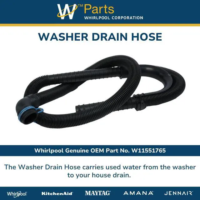 Alt view image 4 of 6 - W11551765 Genuine OEM Washer Drain Hose Replacement Part - Replaces W11392677