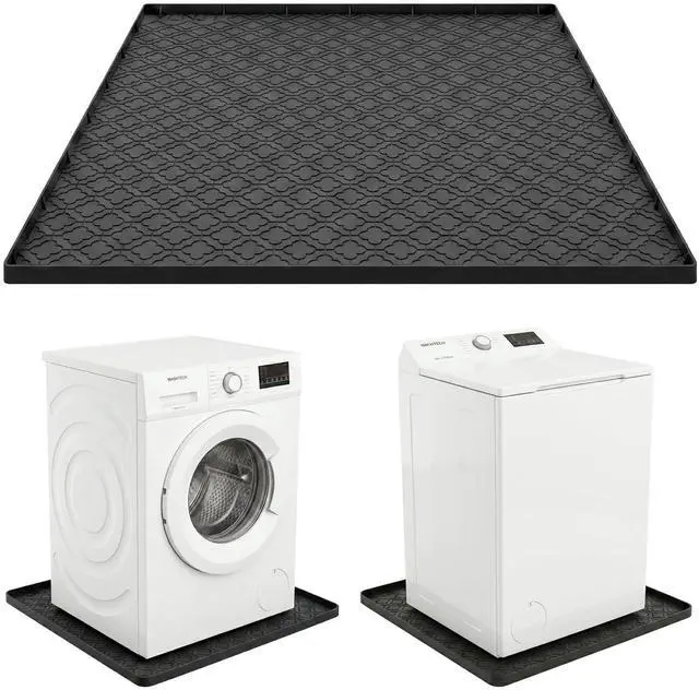 Main image of 33 x 31 Inch Washing Machine Drain Pan, Silicone Washer Pan, Black | 2cm Raised Waterproof Edge, Washer and Dryer Mat for Floor Protection, Fits Standard & Large Washers Up to 5.0 Cu.Ft