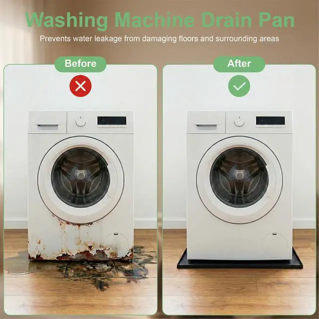 Alt view image 5 of 7 - 33 x 31 Inch Washing Machine Drain Pan, Silicone Washer Pan, Black | 2cm Raised Waterproof Edge, Washer and Dryer Mat for Floor Protection, Fits Standard & Large Washers Up to 5.0 Cu.Ft
