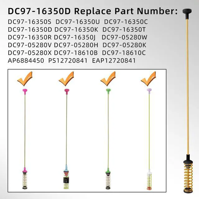 Alt view image 3 of 6 - DC68-03172B-03 DC97-16350D Suspension Rods for Samsung Top Load Washer Replaces WA50R5400AV/US WA50R5200AW/US WA45N3050AW/A4 WA45M7050AW/A4 DC68-03172C DC97-16350E DC97-05280W by