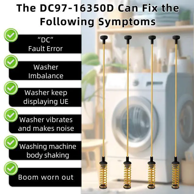 Alt view image 4 of 6 - DC68-03172B-03 DC97-16350D Suspension Rods for Samsung Top Load Washer Replaces WA50R5400AV/US WA50R5200AW/US WA45N3050AW/A4 WA45M7050AW/A4 DC68-03172C DC97-16350E DC97-05280W by