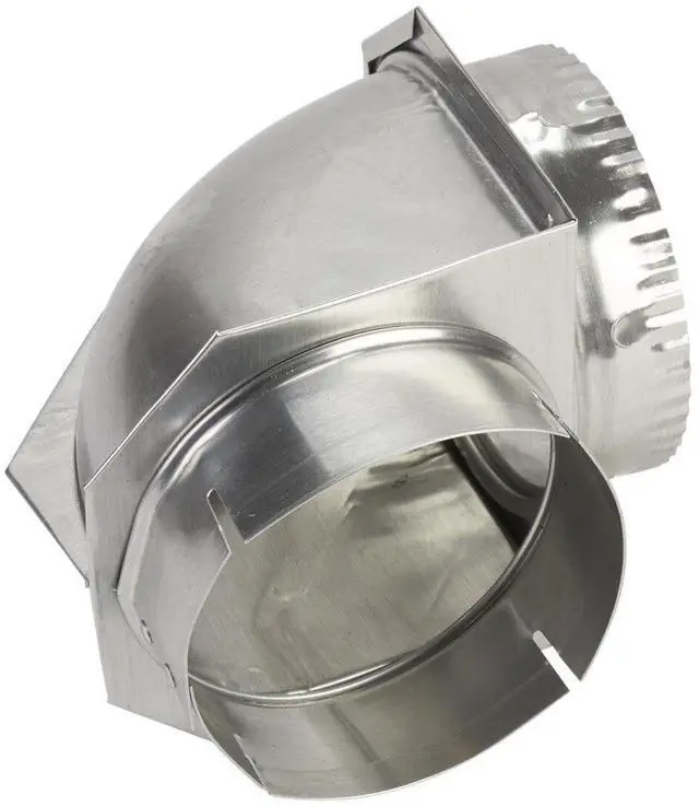 Main image of 4396006RW Genuine OEM Dryer Vent Elbow Connector, 90-Degree Close-Turn, 4-Inch Aluminum Space-Saver Accessory