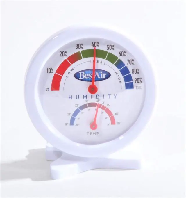 Alt view image 2 of 3 - PRODUCTS BestAir Analog Humidity Monitor & Temperature Gauge, Freestanding, Gray, HG050-PDQ-4