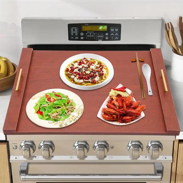 Main image of Stove Cover Board for Gas Stovetop, 30" x 22" Noodle Board Stovetop Cover with Handles, Sink Wood Block Covers for Electric & Gas Stove, Farmhouse Decorative Wooden Tray for Kitchen (Brown)