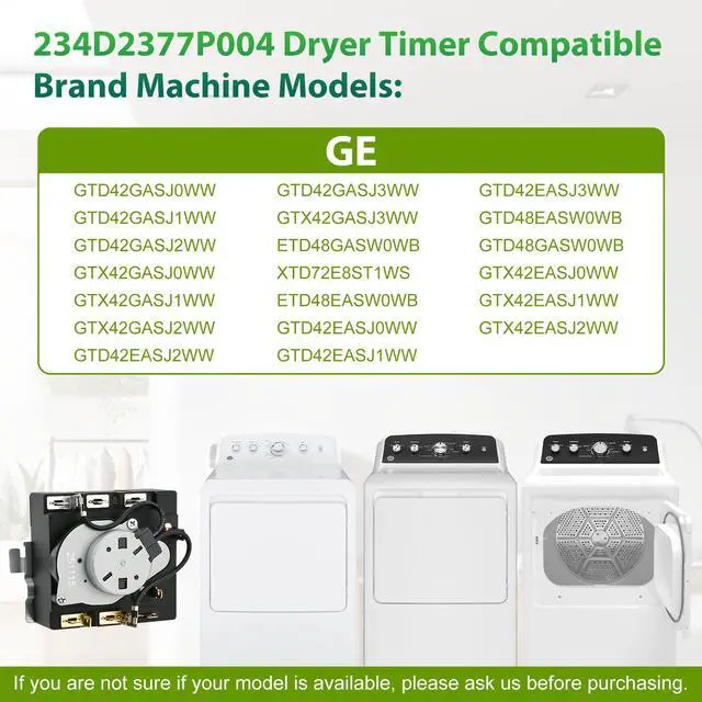 Alt view image 3 of 7 - WE04X24550, 234D2377P004 Dryer Timer Compatible with GE/Hotpoint GTD42GASJWW, XTD72E8STWS, ETD48EASWWB Dryer etc. OEM Upgraded TMD14M30 Timer Replacement TMD16M12 234D2377P003 WE04X24549 221027 etc