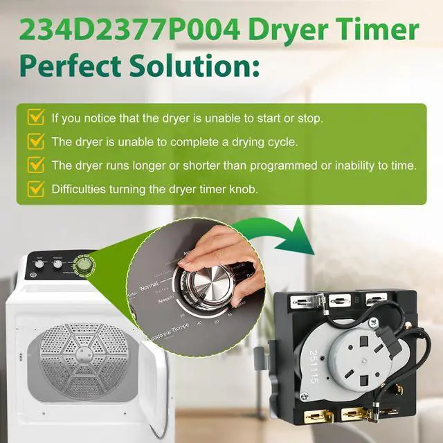 Alt view image 5 of 7 - WE04X24550, 234D2377P004 Dryer Timer Compatible with GE/Hotpoint GTD42GASJWW, XTD72E8STWS, ETD48EASWWB Dryer etc. OEM Upgraded TMD14M30 Timer Replacement TMD16M12 234D2377P003 WE04X24549 221027 etc