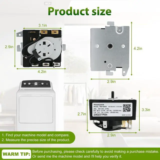Alt view image 4 of 7 - WE04X24550, 234D2377P004 Dryer Timer Compatible with GE/Hotpoint GTD42GASJWW, XTD72E8STWS, ETD48EASWWB Dryer etc. OEM Upgraded TMD14M30 Timer Replacement TMD16M12 234D2377P003 WE04X24549 221027 etc