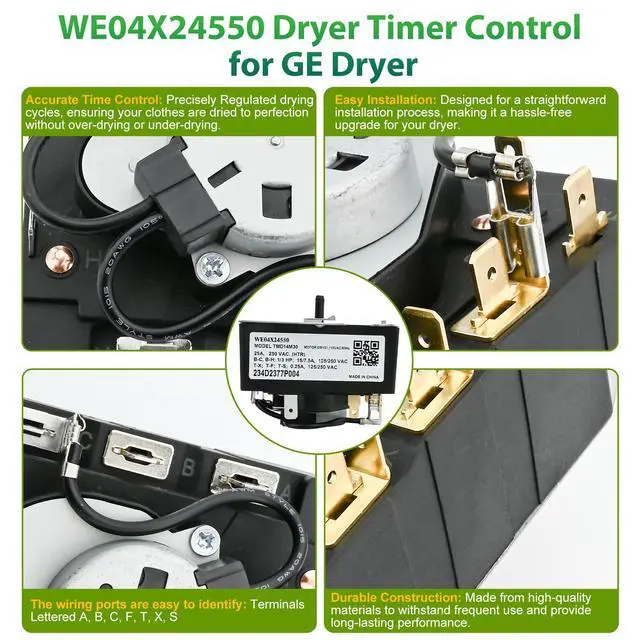 Alt view image 6 of 7 - WE04X24550, 234D2377P004 Dryer Timer Compatible with GE/Hotpoint GTD42GASJWW, XTD72E8STWS, ETD48EASWWB Dryer etc. OEM Upgraded TMD14M30 Timer Replacement TMD16M12 234D2377P003 WE04X24549 221027 etc