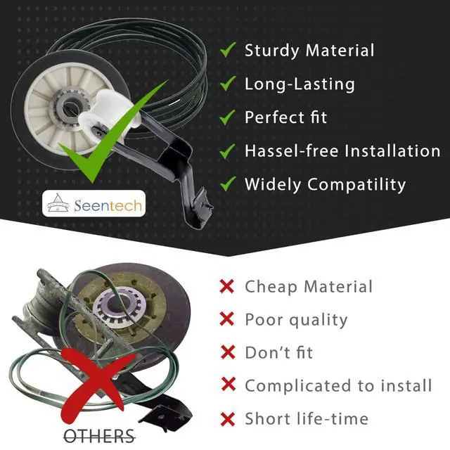 Alt view image 4 of 7 - 4392065 Dryer Repair Kit with 349241T Drum Support Roller, 691366 Idler Pulley, 341241 Belt for Whirlpool Kenmore Maytag Dryers - Replaces AP3131942 AP3098345 AP6010582