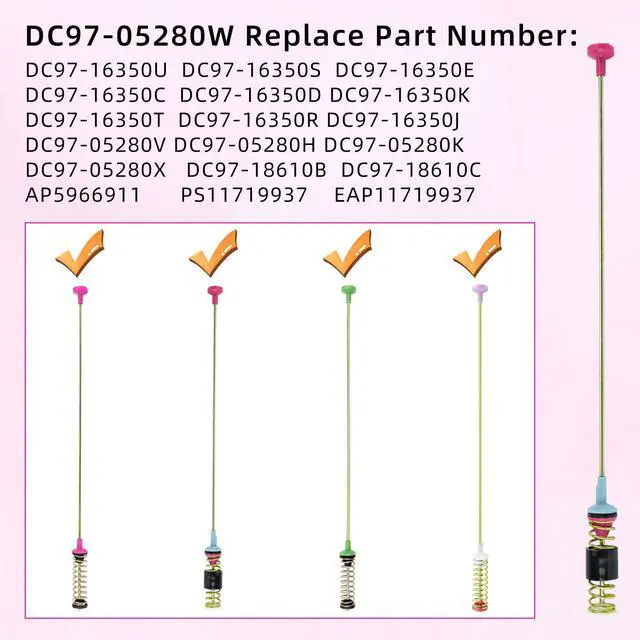 Alt view image 3 of 6 - WA50R5200AW/US WA45N3050AW/A4 WA50T5300AC/US Washer Suspension Rods for Samsung WA45T3200AW WA50R5400AV/US WA5451ANW/XAA WA45M7050AW/A4 WA5471ABP WA456DRHDSU/AA WA50R5200AW US