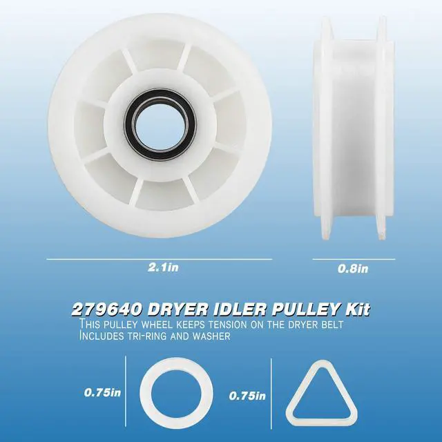 Alt view image 5 of 7 - UPGRADED 4392067 Dryer Repair Kit with W10837240 Idler Pulley - Replaces Whirlpool Cabrio Duet Maytag Bravos XL Kenmore Elite, Includes WPW10314173 & 661570V & 279640