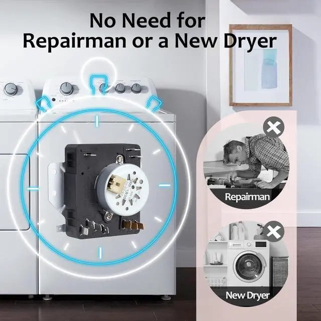Alt view image 6 of 7 - W10185982 WPW10185982 Dryer Timer Compatible with Whirlpool, Maytag, Amana, WED4815EW1, WGD4800XQ0, WED5100VQ1, 230V 60Hz OEM Dryer Timer Replacement for 418-618-20-B5, PS11749831