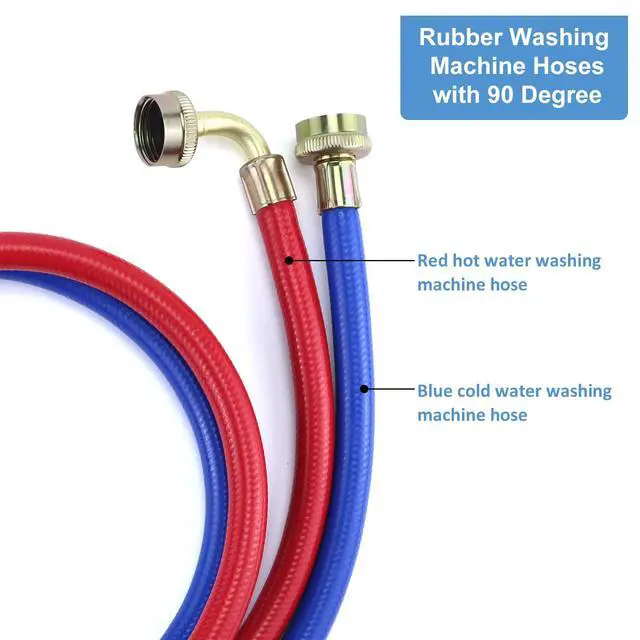 Alt view image 5 of 7 - Rubber Washing Machine Hoses 6FT with 90 Degree Elbows,Universal Washing Machine Hose,Burst Proof Water Supply Lines for Hot and Cold Water Washer Hoses (2 Packs)-by