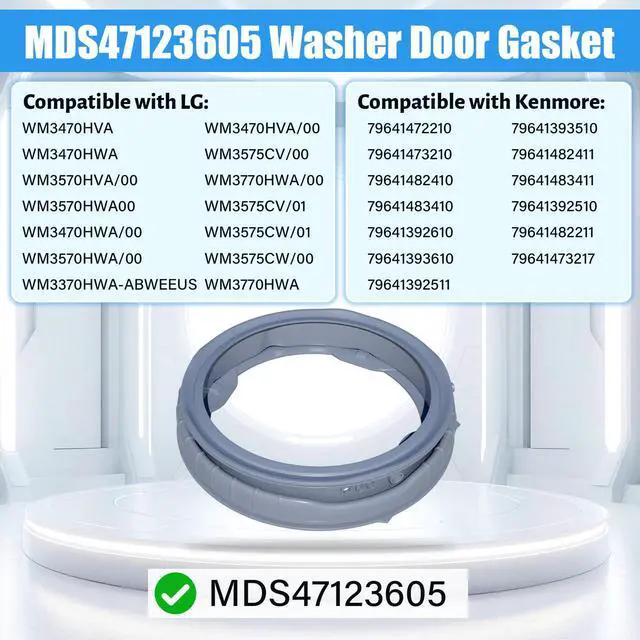 Alt view image 5 of 7 - Upgraded MDS47123605 Washer Door Boot Gasket Compatible with LG Front Load Washer Door Seal & Kenmore Washer Parts WM3570HWA, WM3470HVA, WM3575CW, WM3770HWA WM3470HWA AP5602285 PS3648651 Door Seal