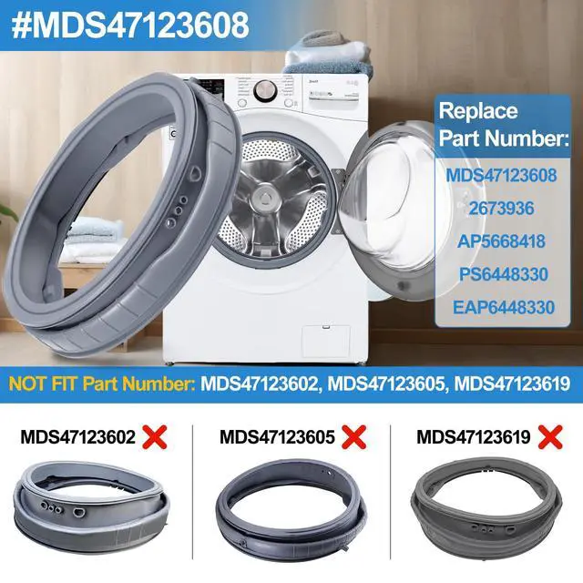 Alt view image 3 of 7 - Upgraded MDS47123608 Washer Door Boot Gasket Compatible with LG Kenmore Washer Door Seal, Washing Machine Door Boot Gasket AP5668418 PS6448330 WM4270HWA WM4270HVA WM4070HWA WM8000HVA WM8000HWA/HVA