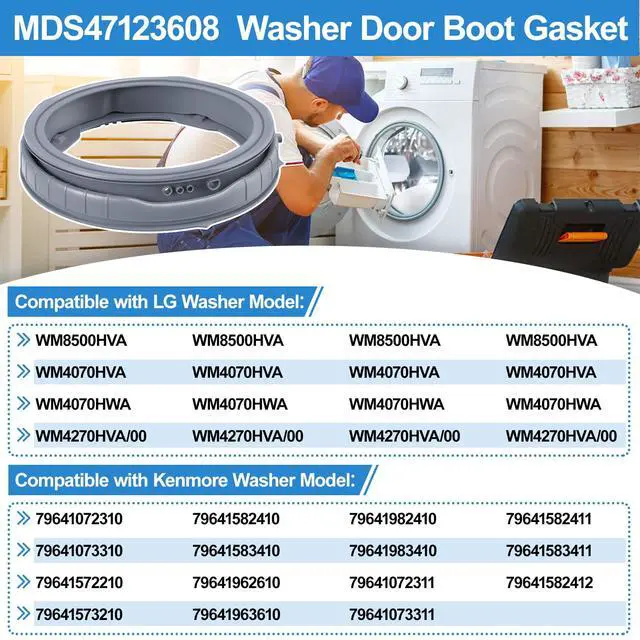 Alt view image 5 of 7 - Upgraded MDS47123608 Washer Door Boot Gasket Compatible with LG Kenmore Washer Door Seal, Washing Machine Door Boot Gasket AP5668418 PS6448330 WM4270HWA WM4270HVA WM4070HWA WM8000HVA WM8000HWA/HVA