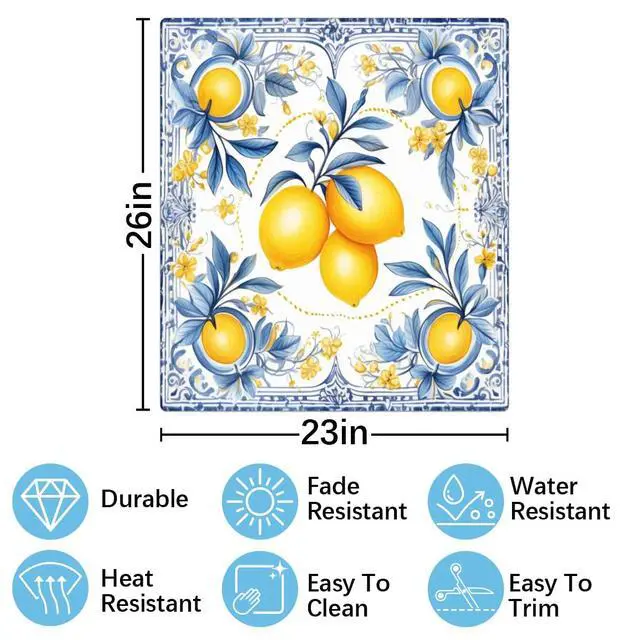Alt view image 2 of 7 - Dishwasher Magnet Cover Vintage Bohemian Floral Lemon Decorative Magnetic Dishwasher Sticker Front Dishwasher Door Cover 23"x26" for Refrigerator Panel Washing Machine Kitchen Decor
