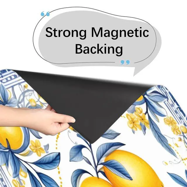 Alt view image 4 of 7 - Dishwasher Magnet Cover Vintage Bohemian Floral Lemon Decorative Magnetic Dishwasher Sticker Front Dishwasher Door Cover 23"x26" for Refrigerator Panel Washing Machine Kitchen Decor