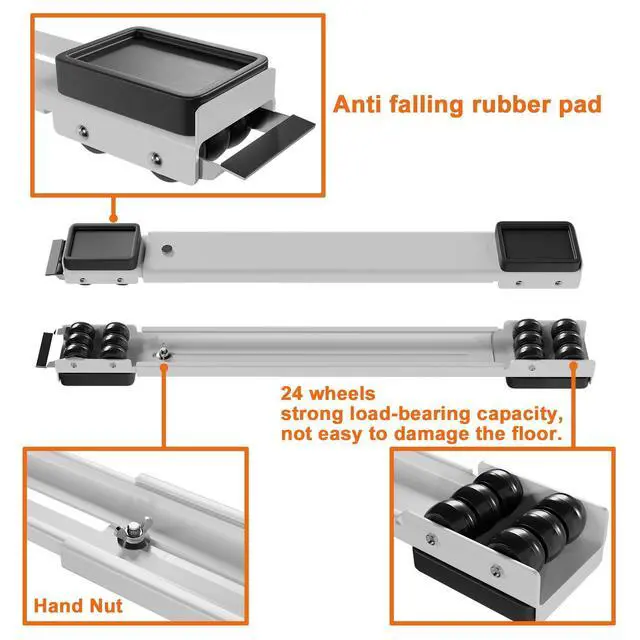 Alt view image 6 of 7 - Appliance Rollers Heavy Duty,Max 32in,Second Generation Extendable Appliance Rollers Mobile Washing Machine Base Easily Move Washing Machines, Dryers, Refrigerators, Furniture (White anti fall)