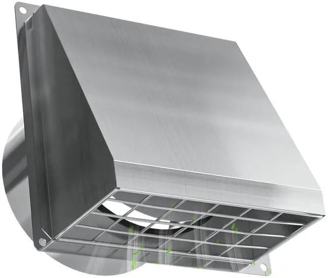 Main image of Dryer Vent Cover Outside 6 Inch with Magnetic Flap for Kitchen | 304 Stainless Steel, Tool-Free Removable Mesh, No Lint Buildup, Quite Rubber Cushioning, 45° Rain Shield