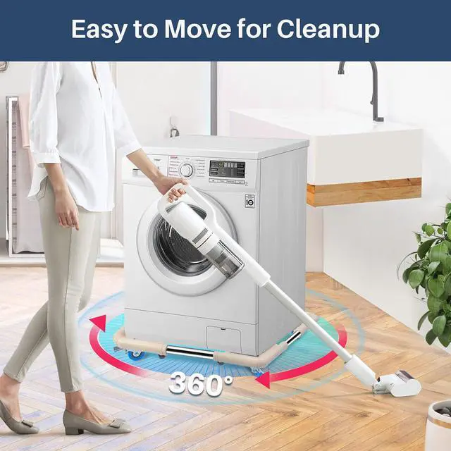 Alt view image 5 of 7 - Mini Fridge Stand Mobile Roller, Adjustable18.5-27''- Off White | 4 Locking Wheels Suitable for Washing Machine, Dryer & Refrigerator, universal household appliance base, stable, durable