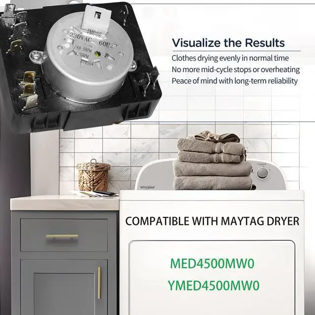 Alt view image 2 of 5 - W11566735 W11685947 Dryer Timer Compatible with Maytag Dryer MED4500MW0 YMED4500MW0 Replaces 4981088 AP7215858 PS17216594 EAP17216594 FIX17216594 162-428-1